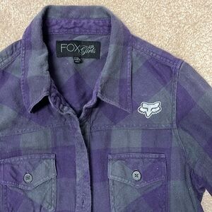 FOX flannel shirt, XS, purple/ gray